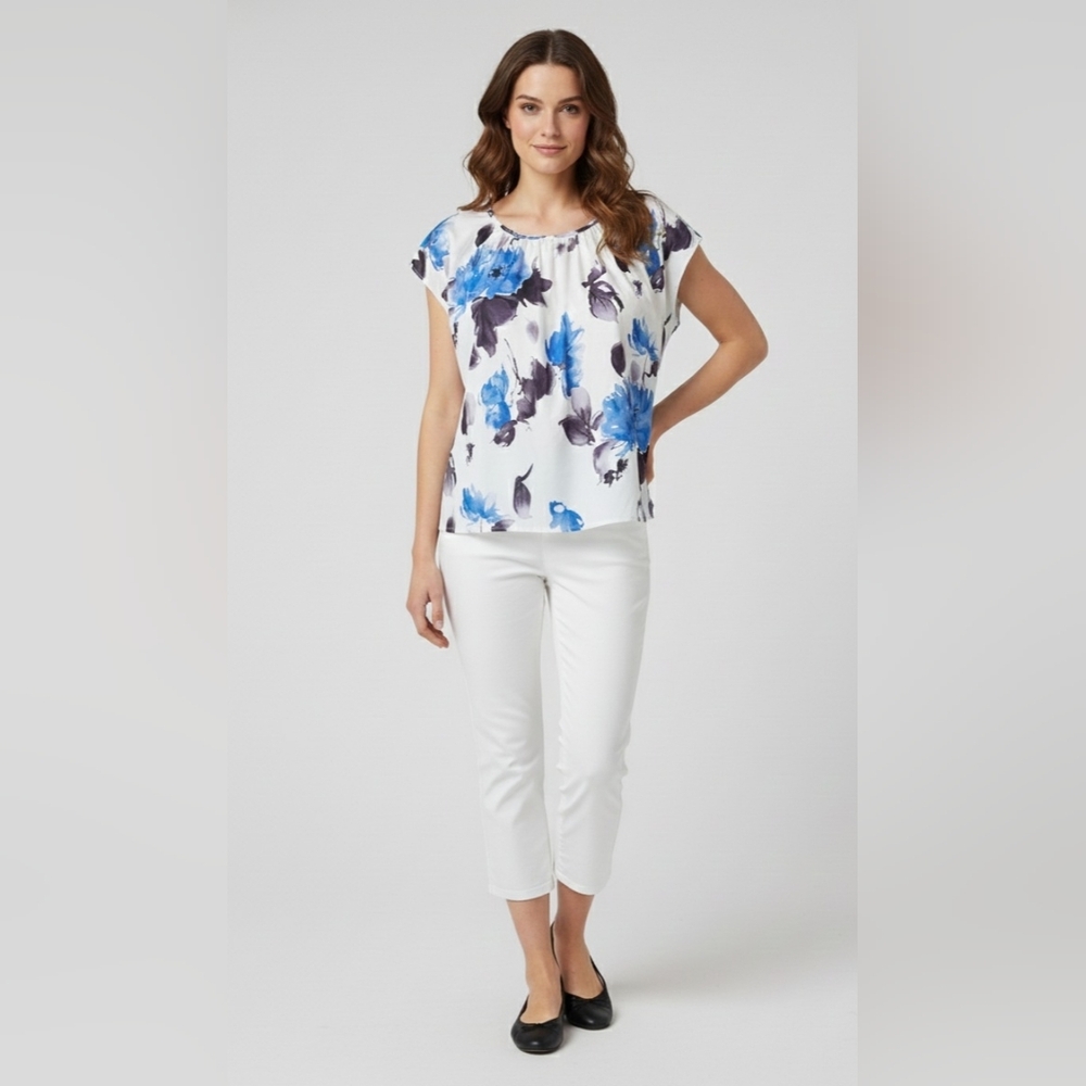 Floral Pleated Blouse Size XL